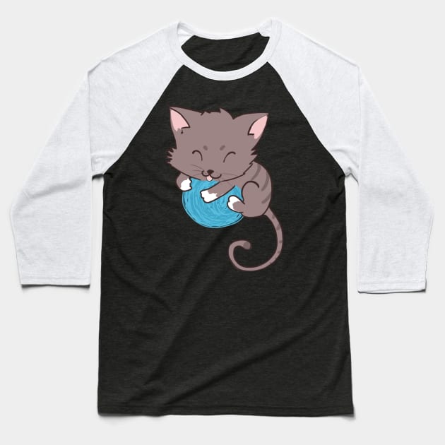 Kawaii Cat Baseball T-Shirt by Yolei